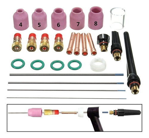 Cuerpos De Lentes De Gas Tig Y 2 Por Ciento De Tungsteno Lan