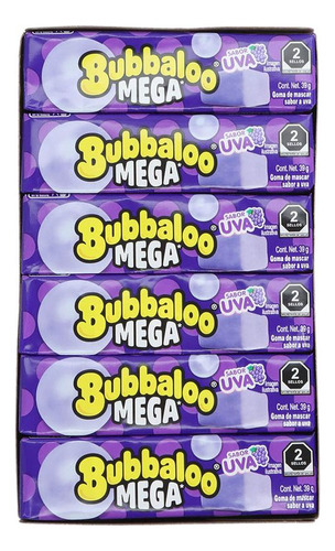 Chicle Bubbaloo Mega Sabor Uva 18pz Goma De Mascar Morado