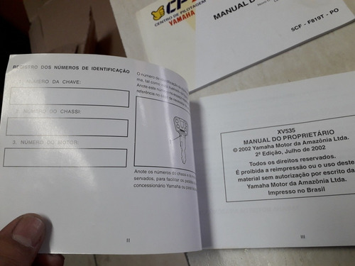 Manual Do Proprietario Yamaha Virago 535 Original (Usado)
