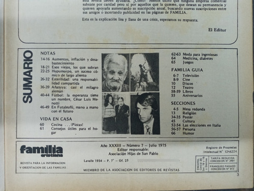 Imagen 2 de 4 de Familia Cristiana Nº 7 * Julio 1975 *
