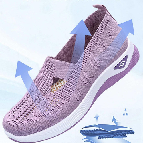 Zapatos De Malla Para Mujer, Transpirables, Informales, Con Suela Suave, Planos, Talla S