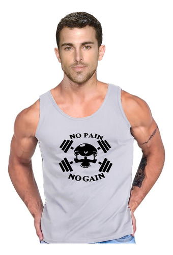 Polera No Pain No Gain Skull Tank Gym Gimnasio Crossfit Swag