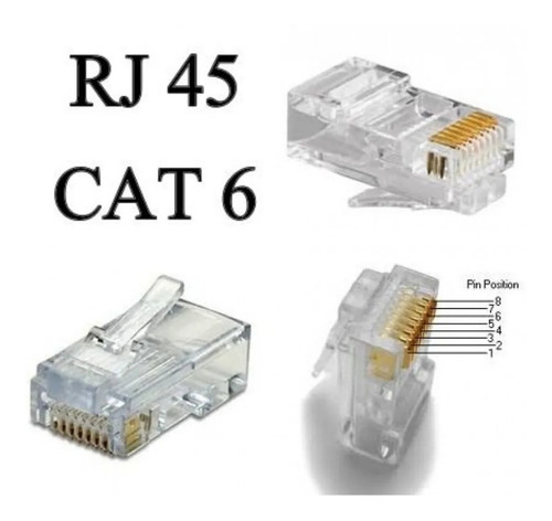 100 Conector Rj45 Utp Cat 6 Red Redes Camaras Rj-45 Cat6