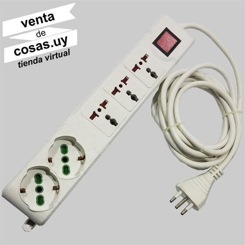 Imagen 2 de 8 de Alargue Zapatilla Ecolite 5 Tomas Con Llave Y Cable 2233