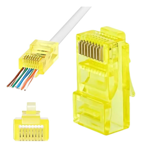 Conector De Paso Rj45, Mxcyy-006, 1 Paquete, 1x100 Pzas, Rj4