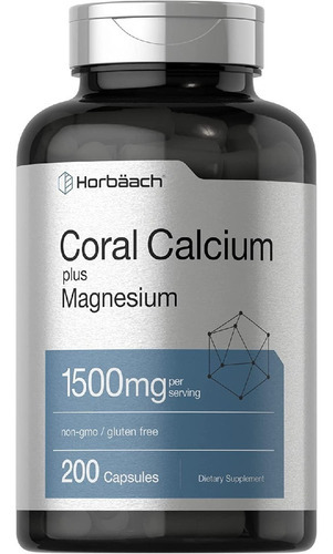 Calcio De Coral Plus Magnesio 1500 Mg Horbäach 200 Capsulas Sabor Neutro