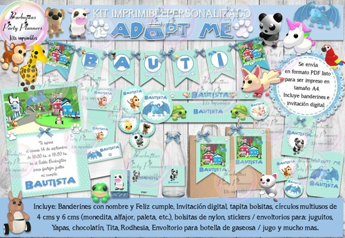 Kit Imprimible  Adopt Me Roblox Celeste Personalizado