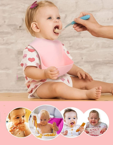 3 Piezas Baberos Babero Silicona Impermeable Niña Surtido Suave B