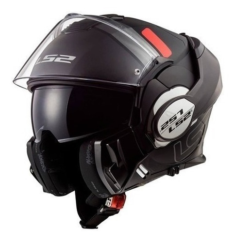 Casco para moto rebatible LS2 Valiant FF399  black y matt titanium prox talle XXL 