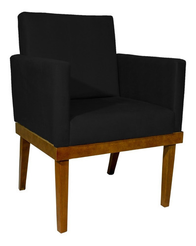 Poltrona Decorativa Cadeira Reforçada Recepção Divine Cores Cor Preto Desenho do tecido TECIDO SUEDE