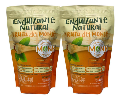 Imagen 1 de 3 de Fruta Del Monje Sustituto De Azúcar 400 Gr 2 Sobres