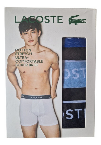 Pack 3 Boxers Lacoste Underwear Boxer Brief Para Hombre