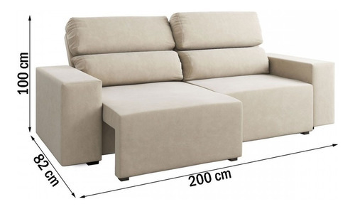 Sofá 3 Lugares Charm Reclinável E Retrátil Nude - Viero Cor Bege