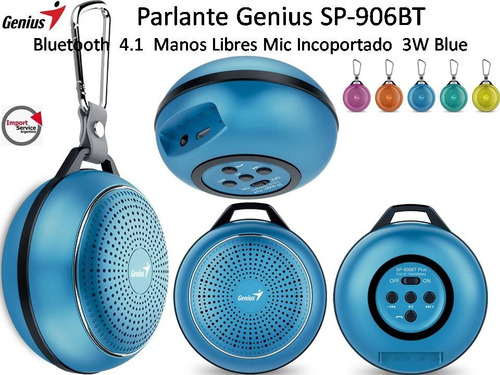 Parlante Genius Sp906bt Bluetooth 4.1  Manos Libres  Blue