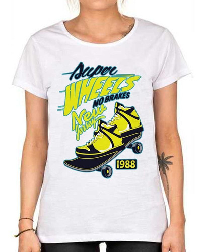 Remera De Mujer Super Wheels No Brakes New Jersey 1988