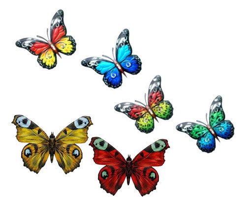 Paquete De 6 Mariposas Grandes De Metal/mariposa - Jardín