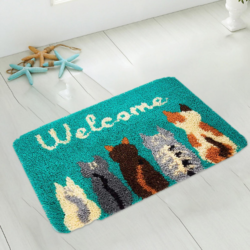 Cat Latch Hook Rug Kit Rug Making Crochet Carpet Manta Kit