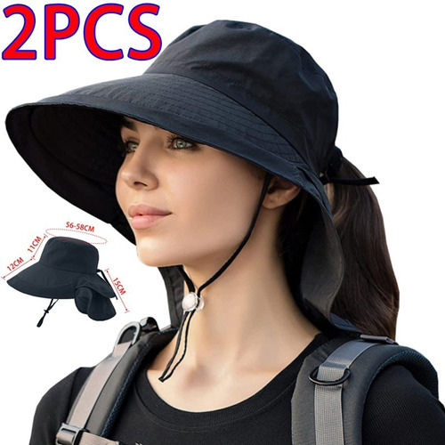 2pcs Sombrero De Sol Para Mujer Senderismo Safari Sombrero C