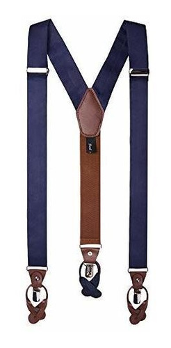 Jacob Alexander Men's Solid Fabric Suspenders Braces Convert