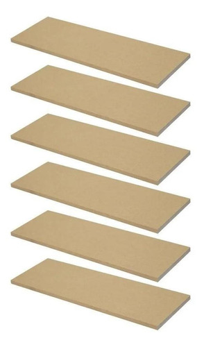 Combo 6 Prateleiras Mdf Cru 60x20 Cms  Com Suporte