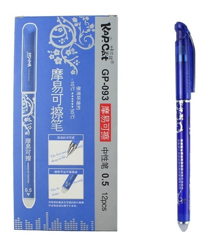 Pluma Estilografica De Tinta Azul Borrable Punta Fina 12pzs