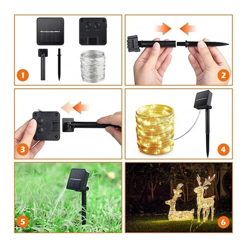 Imagen 5 de 8 de Guirnalda De Luces Led Solares Con 8 Modos De 22 M P/jardín