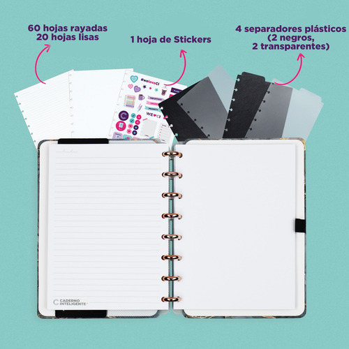 Cuaderno Inteligente ® Con Discos A4 80hs Removibles C.i Grey Glam