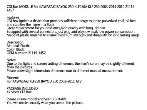 Caja Módulo Encendido Bobina Cdi Para Kawasaki Bayou 250