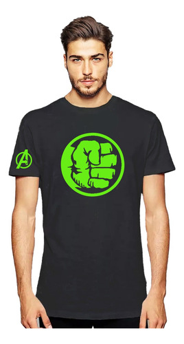 Polera Hulk Verde Fluor Avengers Superheroe Moda Hombre