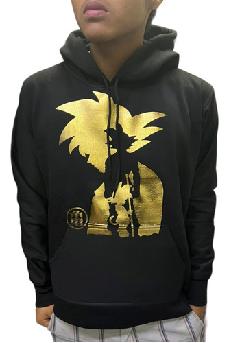 Sudadera Tipo Canguro Dragon Ball Z Juvenil Color Negro 