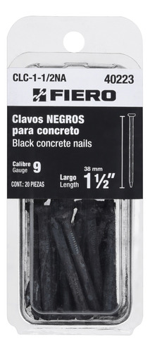 Blíster 20 Clavos Negros Concreto 1-1/2 Fiero 40223 12 Pzs