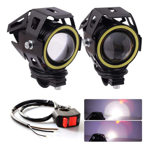 Par Luces Motocicleta Led Auxiliares Faros De Lupa