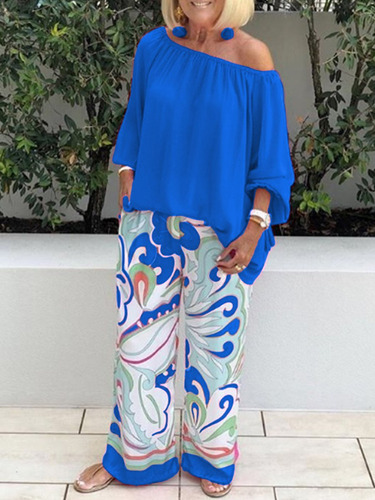 Mz Conjunto Casual Con Pantalones Estampados For Mujer
