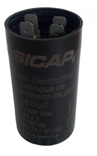 Capacitor De Arranque 50-60 Mf En 110vca Sicap Universal