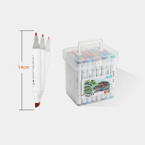 Marcadores Doble Punta Set 48 Plumones P/ Colorear + Maleta