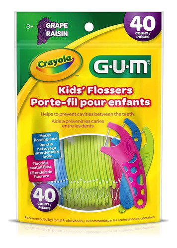 Flossers Gum Porta Hilo Dental Infantil 40 Unidades