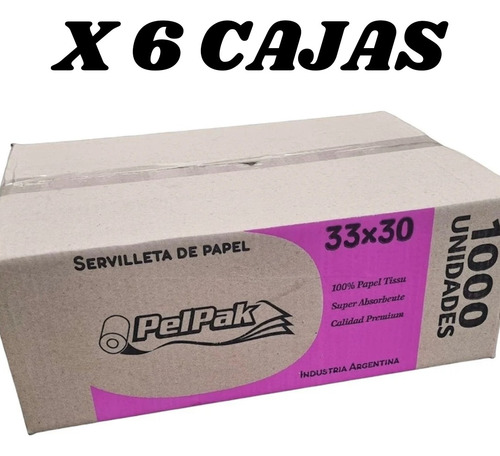 Servilleta 33x30 Papel Tissue X 1000 Unid Pack X 6 Cajas