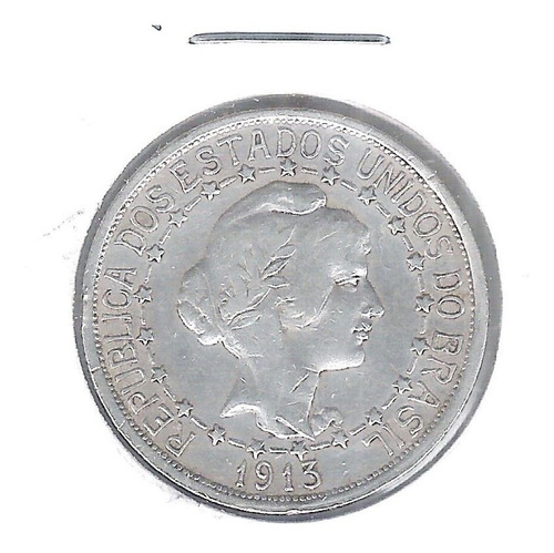 Brasil 1000 Réis 1913 Estrelas Ligadas Prata .900- 10g  26mm