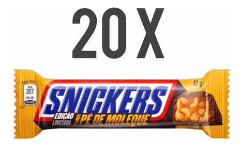 Chocolate Snickers Pé De Moleque Display 20x42gr Total 840g