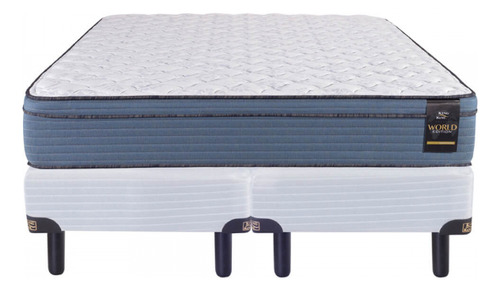 King Koil Sommier Americana Comfort Sensations Aspen King De 200x200cm Con Base Dividida Color Azul Y Blanco