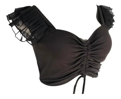 Blusa ombliguera negra hotsell