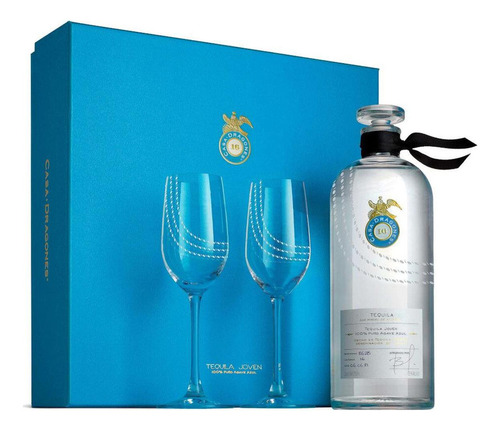 Paquete De 3 Tequila Casa Dragones Joven +2 Copas 750 Ml