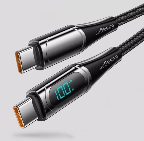 Cable Usb C A C 2 Metros Carga Rápida 100w Uso Rudo Pantalla