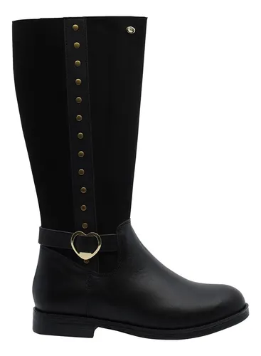 Bota Larga Coqueta Y Audaz 92912 a Sint. Piel Negro Ni as