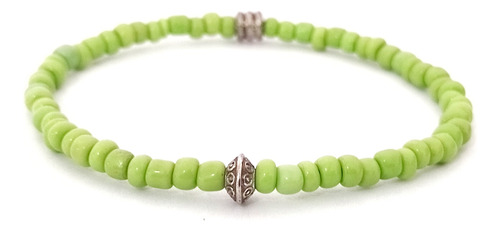 Pulsera Hombre Mujer Dije Piedras Pequeñas Verde