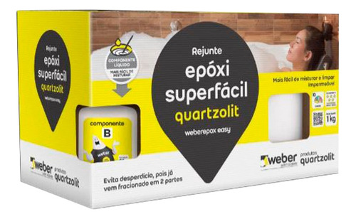 Rejunte Acrílico Quartzolit Epóxi Superfácil 1kg Cinza Platina Weber Quartzolit