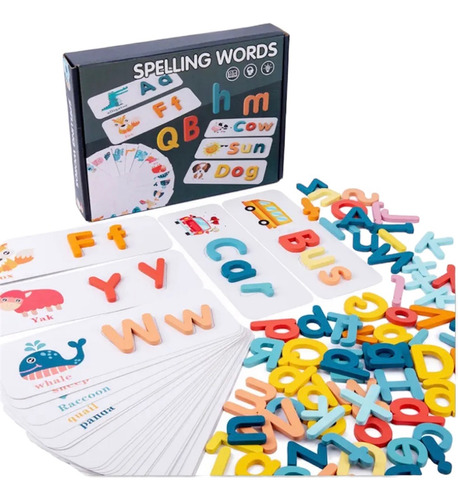 Flash Cards Spelling Deletrear Inglés Madera Niños Juego