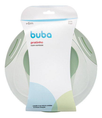 Pratinho Infantil Fundo Com Ventosa 6m+ Verde Buba 18863
