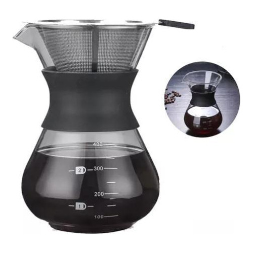 Cafeteira De Vidro Com Coador 400ml Unyhome