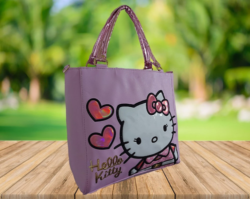 Imagen 4 de 8 de Bolsa De Mano De Dama, De Hello Kitty En Color Lila Claro